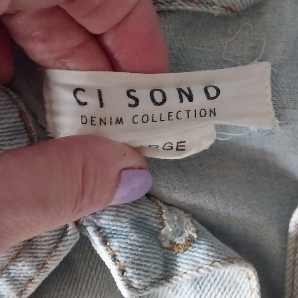 ✨️3 For $25✨️ Ci Sono Denim Cropped Jacket Light Wash Sz Large - Picture 5 of 5